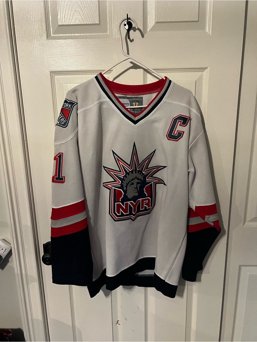 CCM White Red Navy Vintage Hockey Jersey